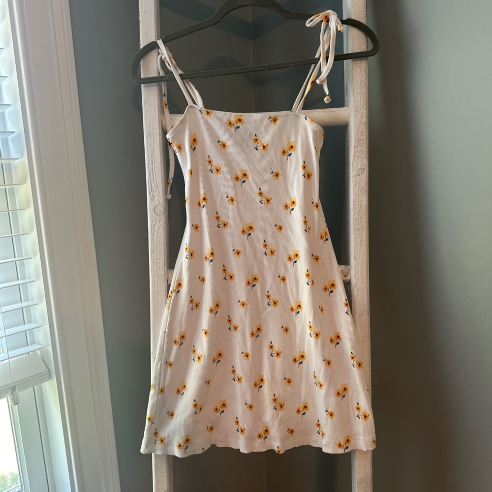 Floral White Sundress with Yellow Flowers